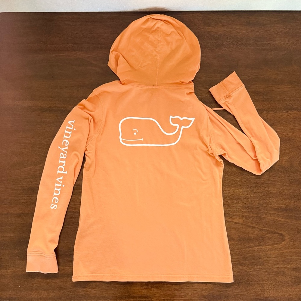 Vineyard Vines Bright Orange Hoodie with Whale Graphic